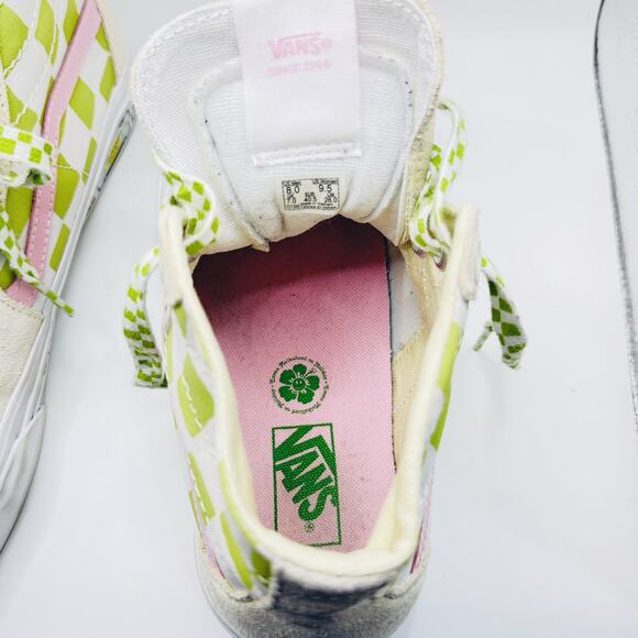Vans X EM Holiday SK8-HI Pink Green Womens Sneakers 9.5 Checkerboard Preppy - Picture 9 of 11